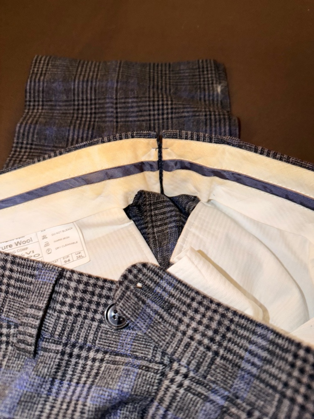 SuitSupply : Men's Grey and Blue Plaid Wool Suit w/ Vest 40R - Picture 7 of 7